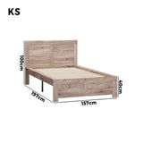 Oikiture Wooden Bed Frame King Single Contemporary Light Oak - Low Angle
