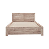 Oikiture Wooden Bed Frame Queen Size Contemporary Light Oak - Side View