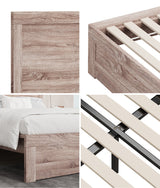 Oikiture Wooden Bed Frame Queen Size Contemporary Light Oak
