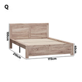 Oikiture Wooden Bed Frame Queen Size Contemporary Light Oak - Top-Down View