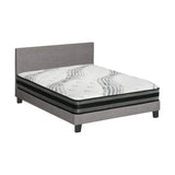 Oikiture Bed Frame with Double Size Mattress Set Grey Fabric