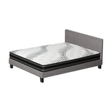 Oikiture Bed Frame with Double Size Mattress Set Grey Fabric