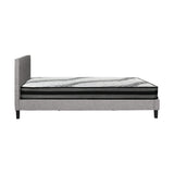 Oikiture Bed Frame with Double Size Mattress Set Grey Fabric