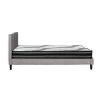 Oikiture Bed Frame with Double Size Mattress Set Grey Fabric, image 4