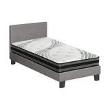 Oikiture Bed Frame with King Single Size Mattress Set Grey Fabric