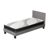 Oikiture Bed Frame with King Single Size Mattress Set Grey Fabric - Side View