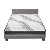 Oikiture Bed Frame with Queen Size Mattress Set Grey Fabric - Side View