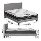 Oikiture Bed Frame with Queen Size Mattress Set Grey Fabric - 45-Degree Angle