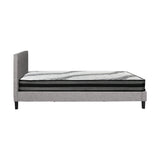 Oikiture Bed Frame with Queen Size Mattress Set Grey Fabric - Close-Up Angle