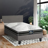 Oikiture Bed Frame with Single Size Mattress Set Grey Fabric - 45-Degree Angle