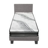 Oikiture Bed Frame with Single Size Mattress Set Grey Fabric