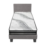 Oikiture Bed Frame with Single Size Mattress Set Grey Fabric - Side View