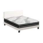 Oikiture Bed Frame with Double Mattress Set Boucle Fabric White