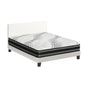Oikiture Bed Frame with Double Mattress Set Boucle Fabric White