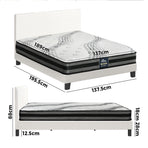 Oikiture Bed Frame with Double Mattress Set Boucle Fabric White, image 3