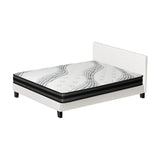 Oikiture Bed Frame with Double Mattress Set Boucle Fabric White