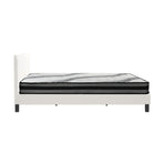Oikiture Bed Frame with Double Mattress Set Boucle Fabric White, image 4