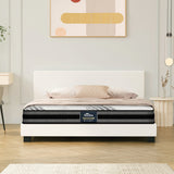 Oikiture Bed Frame with Double Mattress Set Boucle Fabric White