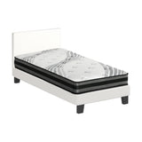 Oikiture Bed Frame with King Single Mattress Set Boucle Fabric White