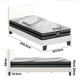 Oikiture Bed Frame with King Single Mattress Set Boucle Fabric White - Side View