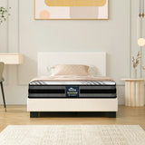 Oikiture Bed Frame with King Single Mattress Set Boucle Fabric White - Top-Down View