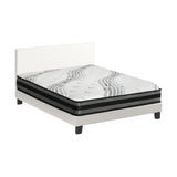 Oikiture Bed Frame with Queen Size Mattress Set Boucle Fabric White