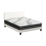 Oikiture Bed Frame with Queen Size Mattress Set Boucle Fabric White
