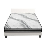 Oikiture Bed Frame with Queen Size Mattress Set Boucle Fabric White - 45-Degree Angle