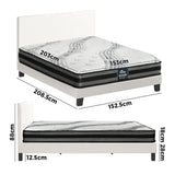 Oikiture Bed Frame with Queen Size Mattress Set Boucle Fabric White
