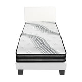 Oikiture Bed Frame with Single Size Mattress Set Boucle Fabric White - 45-Degree Angle