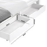 Oikiture 2x Storage Drawers Timber Trundle White - Top-Down View