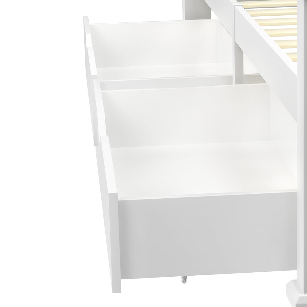 Oikiture 2x Storage Drawers Timber Trundle White