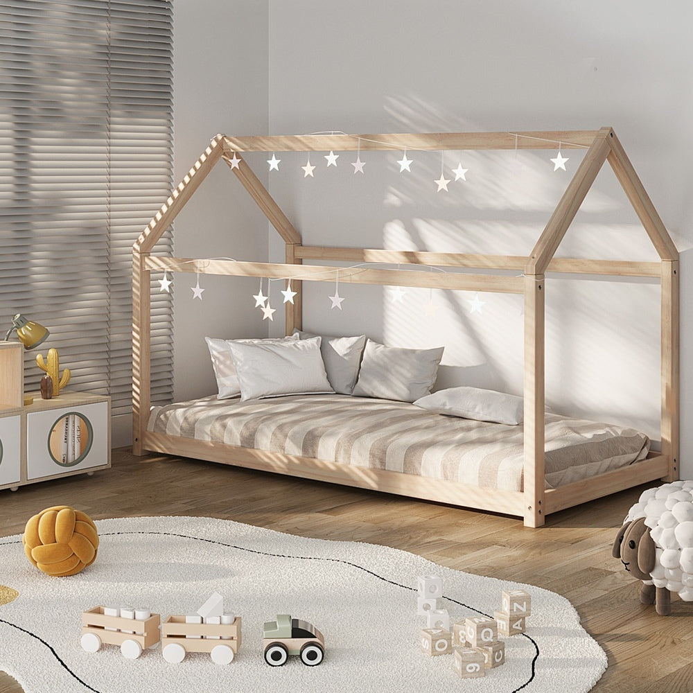 Oikiture Wooden Bed Frame Single Pine Timber Platform