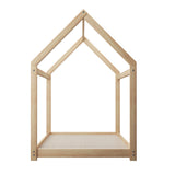 Oikiture Kids Bed Frame With Single Mattress Set House Style Wooden