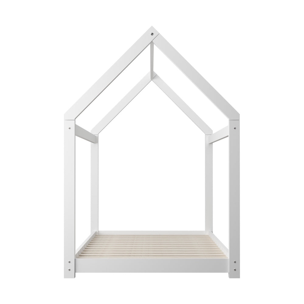 Oikiture Wooden Bed Frame Single House Style White