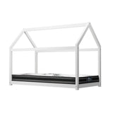 Oikiture Kids Bed Frame with Single Mattress House Style White