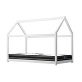 Oikiture Kids Bed Frame with Single Mattress House Style White