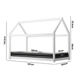 Oikiture Kids Bed Frame with Single Mattress House Style White