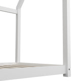 Oikiture Kids Bed Frame with Single Mattress House Style White