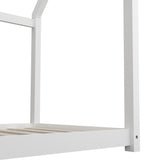 Oikiture Kids Bed Frame with Single Mattress House Style White - Front View