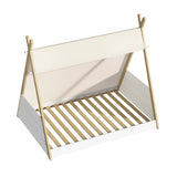 Oikiture Kids Bed Frame and Mattress Single House Teepee Triangle Beds - Rear View