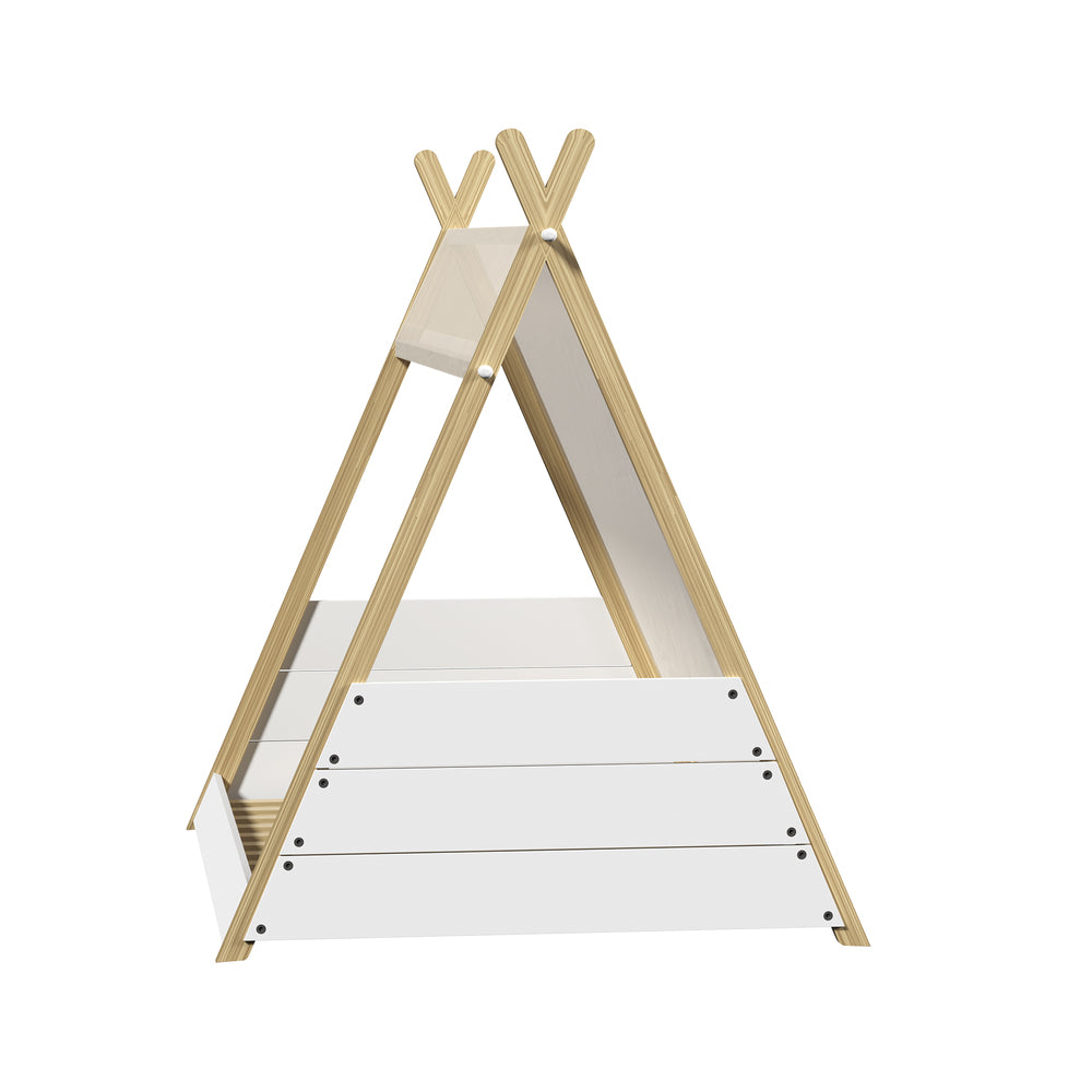 Oikiture Kids Bed Frame and Mattress Single House Teepee Triangle Beds