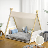 Oikiture Kids Bed Frame Single Size Bed Wooden - Front View