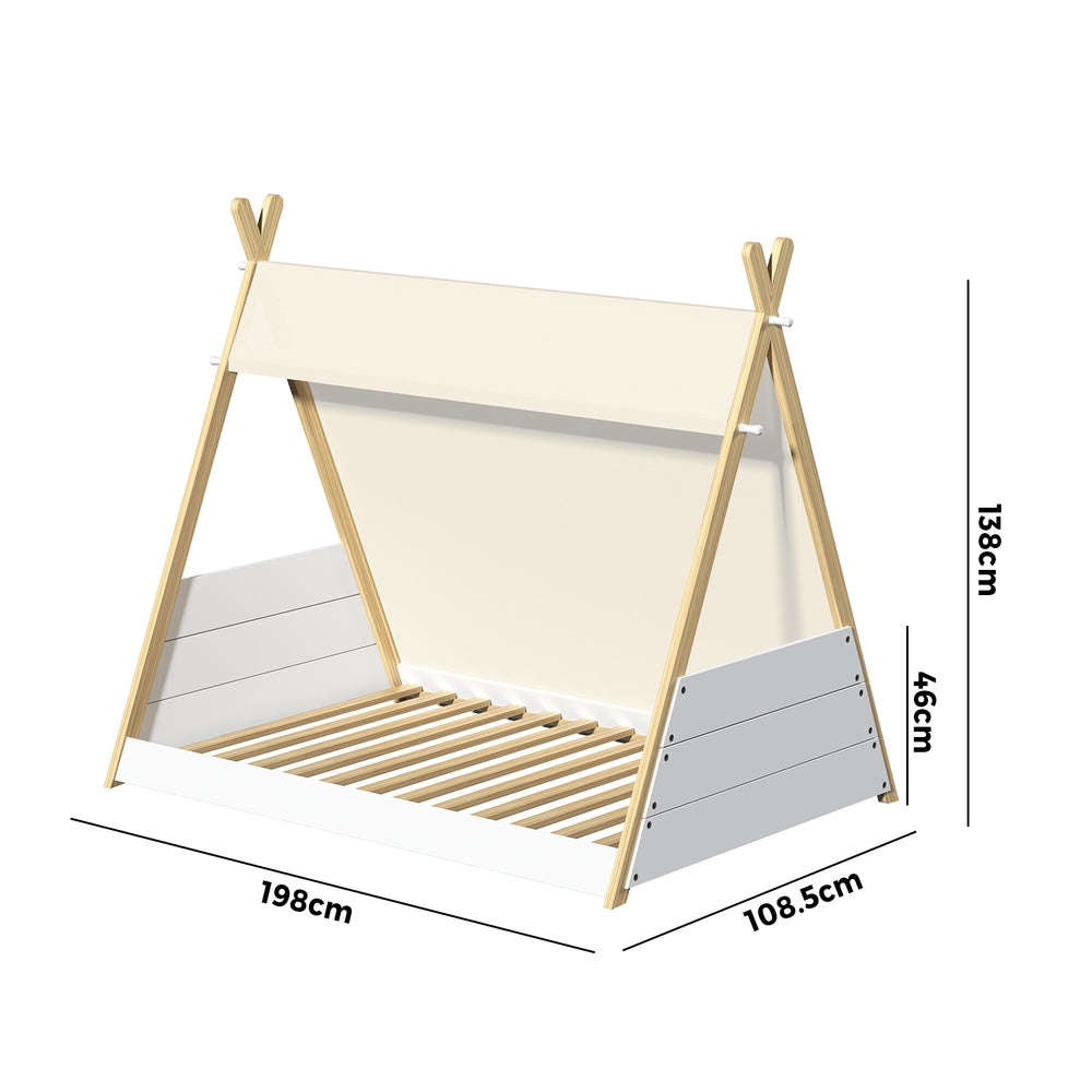 Oikiture Kids Bed Frame Single Size Bed Wooden