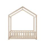 Oikiture Kids Wooden Bed Frame Double Size House Platform Natural