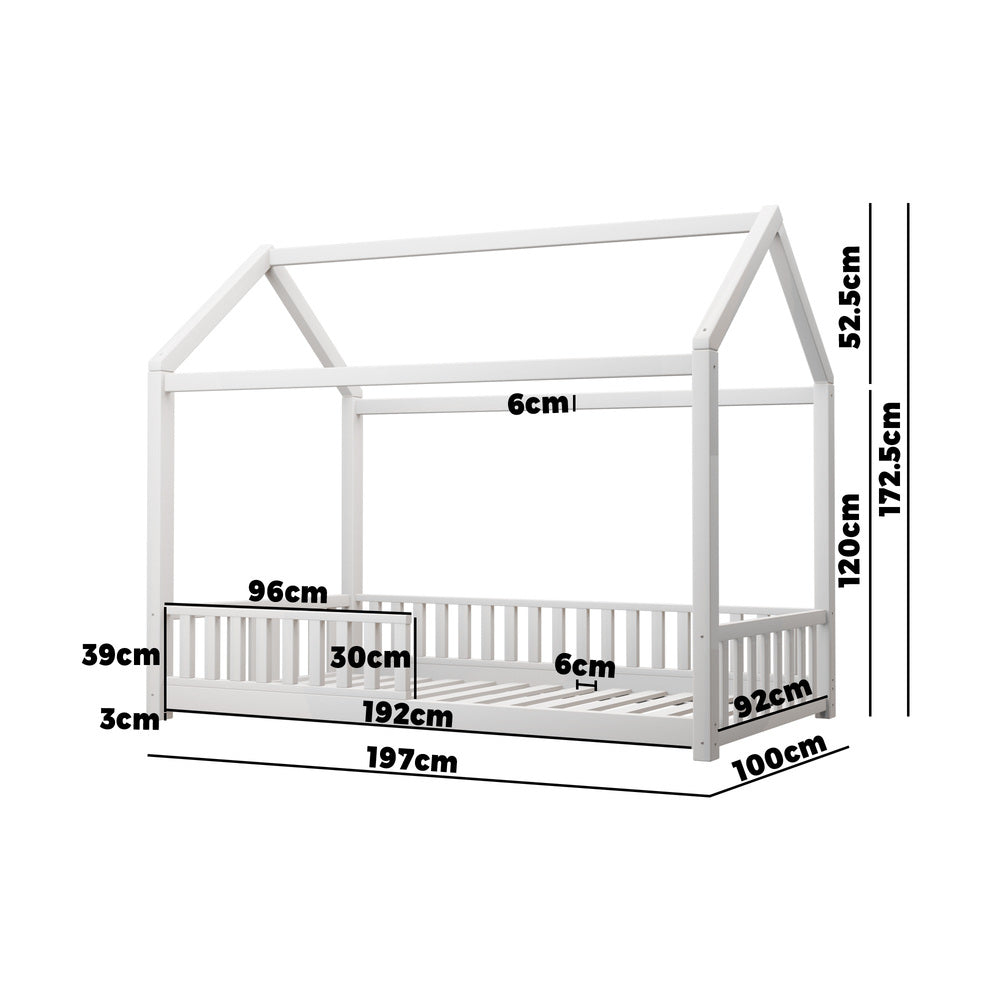 Oikiture Bed Frame Kids Wooden Single House Style