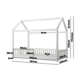 Oikiture Bed Frame Kids Wooden Single House Style - 45-Degree Angle