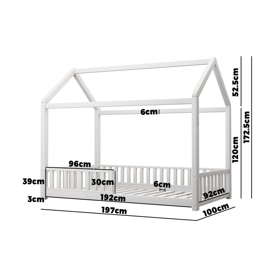 Oikiture Bed Frame Kids Wooden Single House Style, image 5