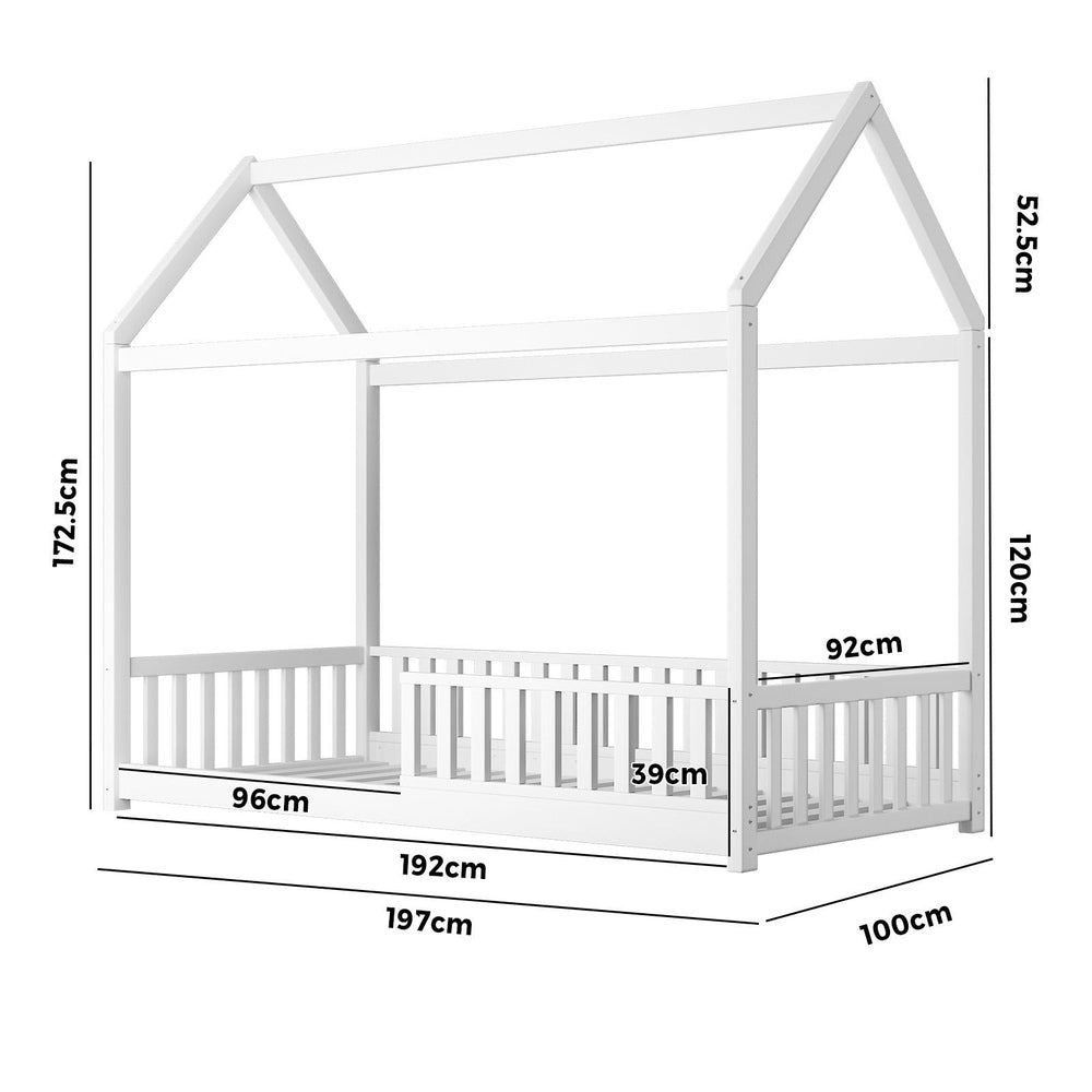 Oikiture Bed Frame Kids Wooden Single House Style