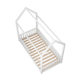 Oikiture Bed Frame Kids Wooden Single House Style - Rear View
